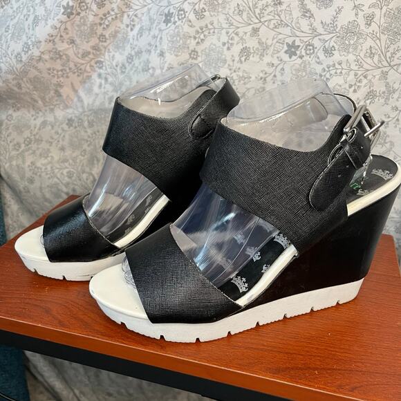 Juicy Couture Black Wedge Sandals Sz 10 Y2K Platform Vintage 2000s retro chunky - Picture 6 of 14